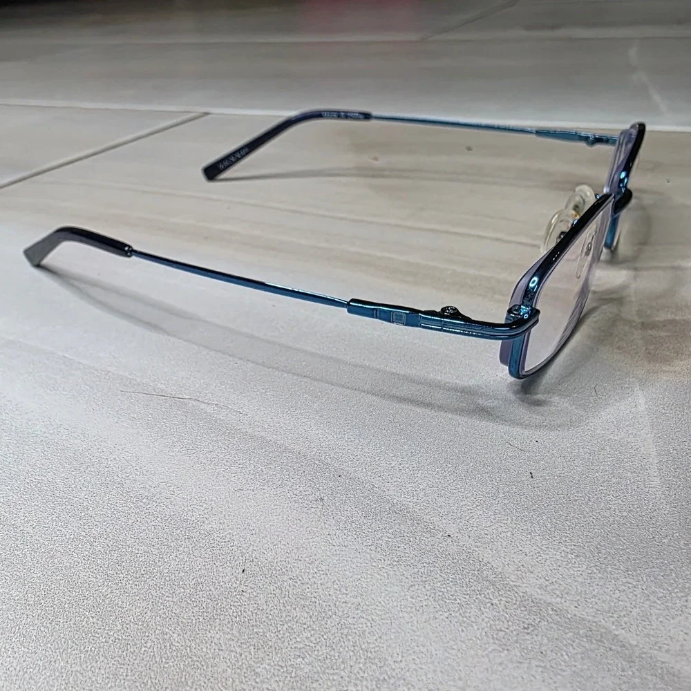 Zenni Optical 411516 Blue Rectangular Frames Only Full‎ Rim Frame with Case D1